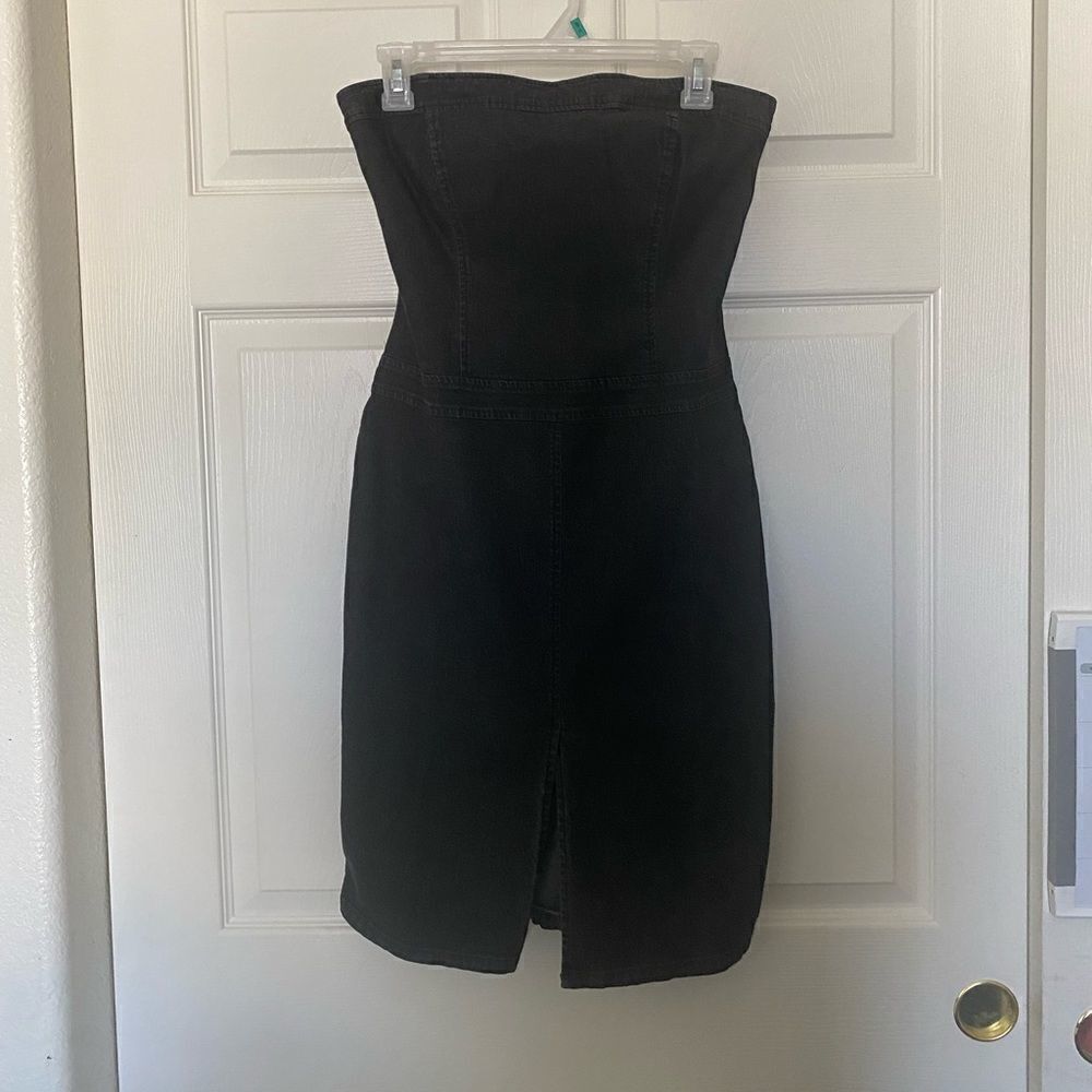 BENETTON Womenโsย Charcoal/Black Denim Tube Dress Size S. Made inโItaly